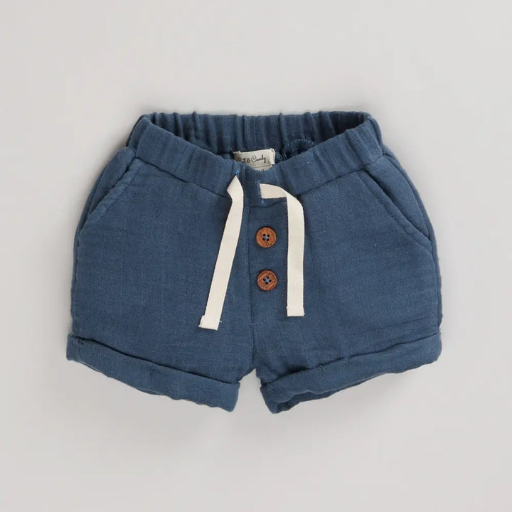 Cot &amp; Candy Baby Organic Muslin Turn up Shorts-Denim