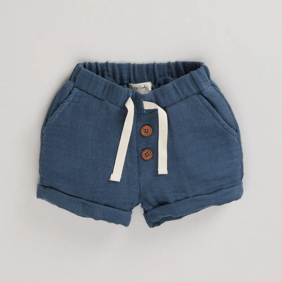 Cot & Candy Baby Organic Muslin Turn up Shorts-Denim