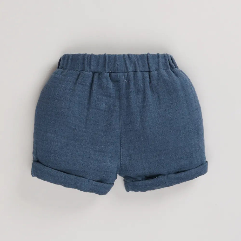 Cot &amp; Candy Baby Organic Muslin Turn up Shorts-Denim
