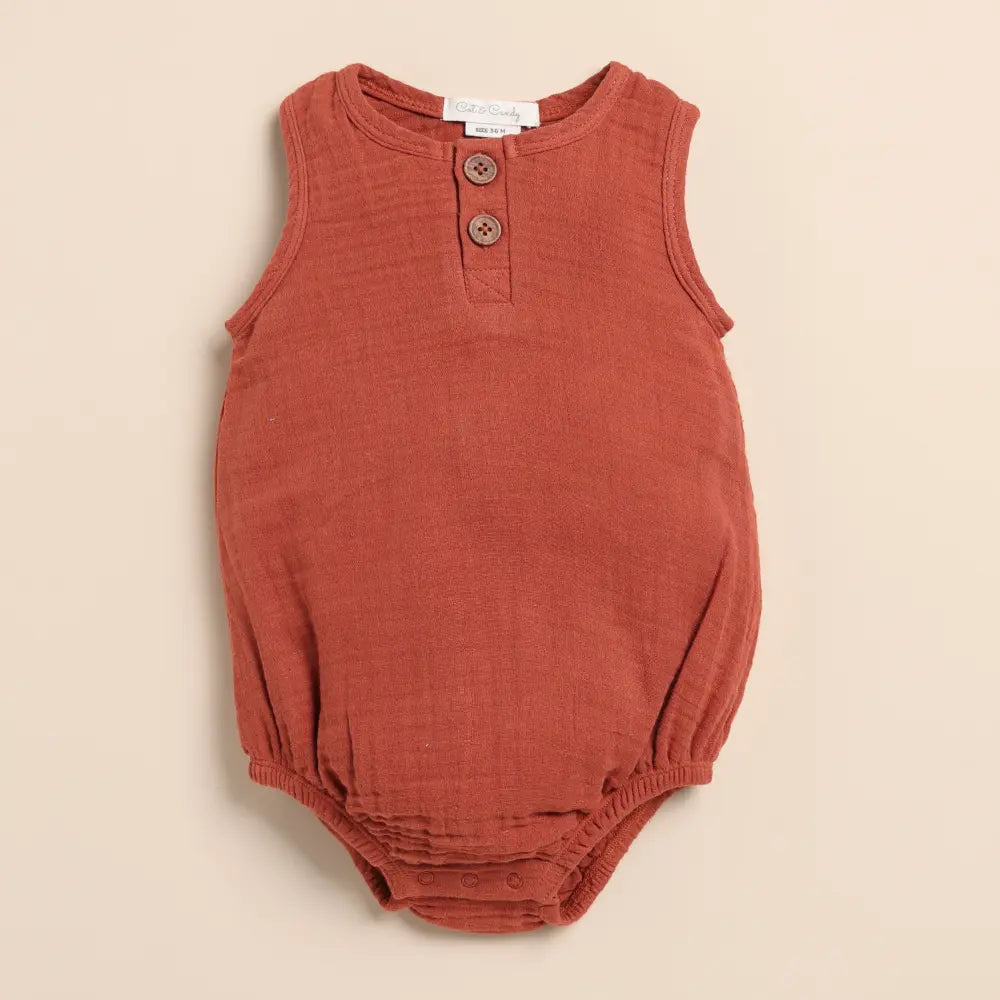 Cot &amp; Candy Baby Organic Muslin Bubble Romper-Picante