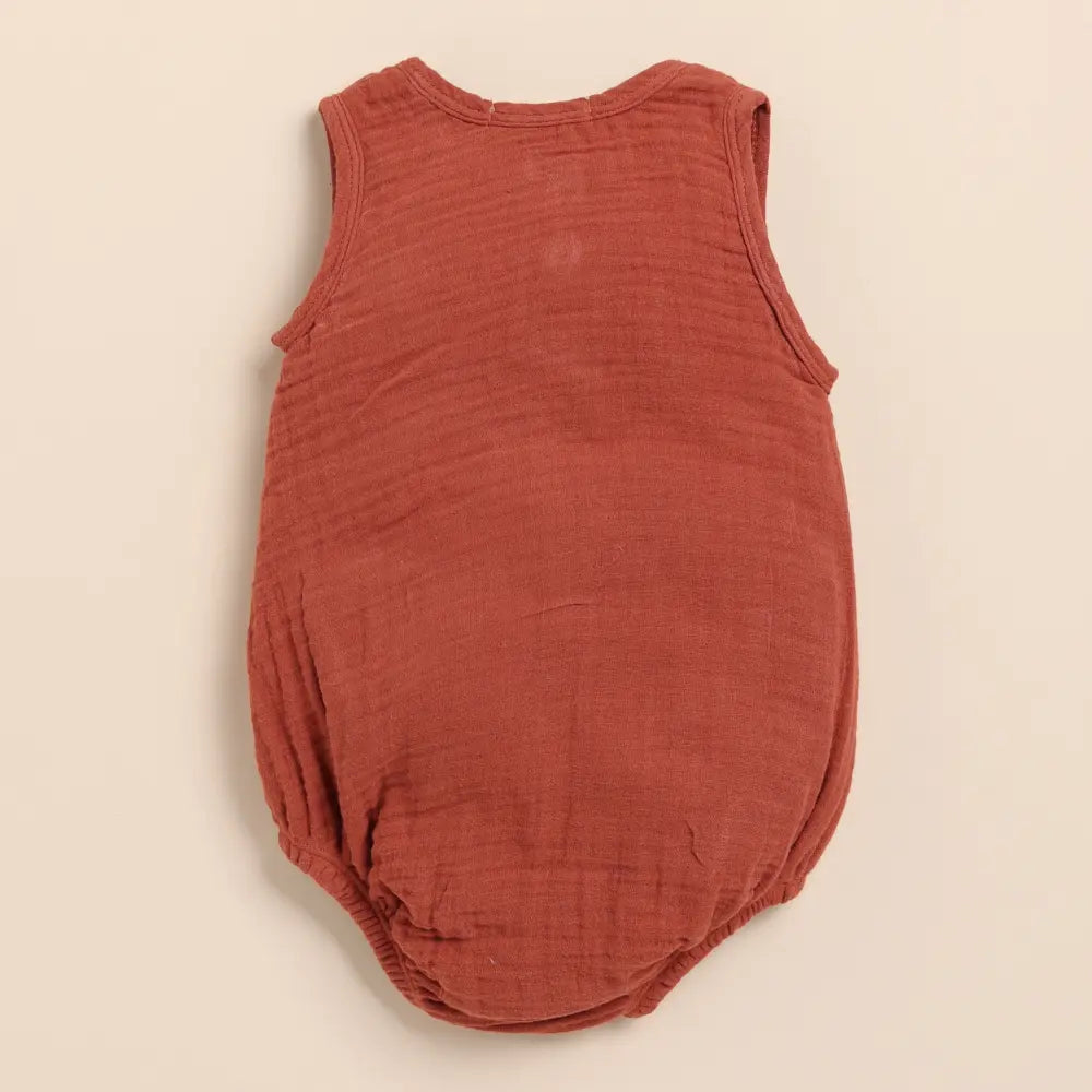 Cot &amp; Candy Baby Organic Muslin Bubble Romper-Picante