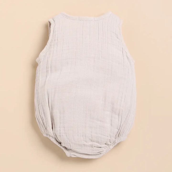 Cot &amp; Candy Baby Organic Muslin Bubble Romper-Oatmeal