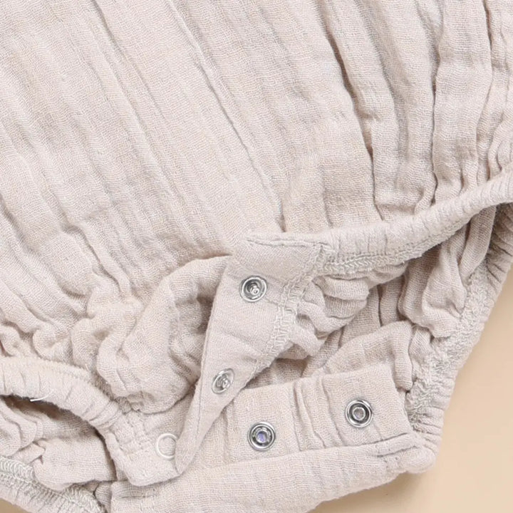 Cot &amp; Candy Baby Organic Muslin Bubble Romper-Oatmeal
