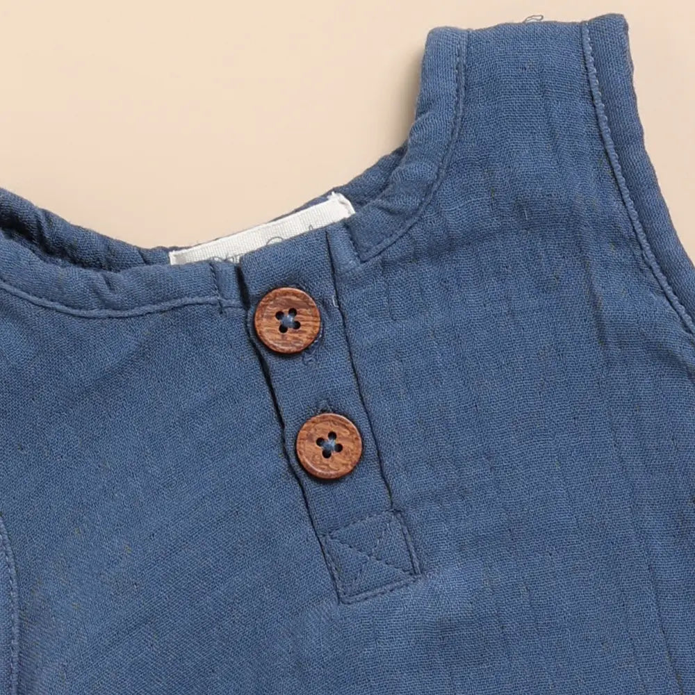 Cot &amp; Candy Baby Organic Muslin Bubble Romper-Navy