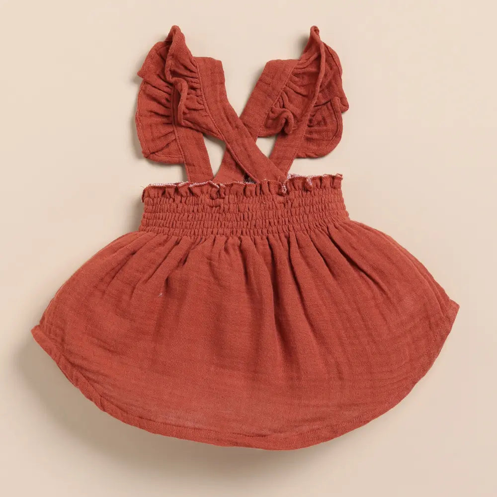 Cot &amp; Candy Baby Organic Muslin Sleeveless Frill Top With Bloomer Set-Picante