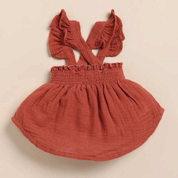 Cot &amp; Candy Baby Organic Muslin Sleeveless Frill Top With Bloomer Set-Picante