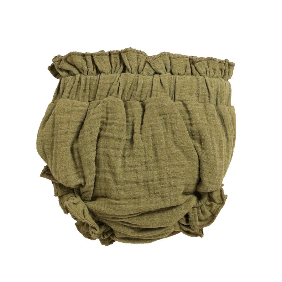 Cot & Candy Baby Organic Muslin High Waist Bloomer-Olive drab