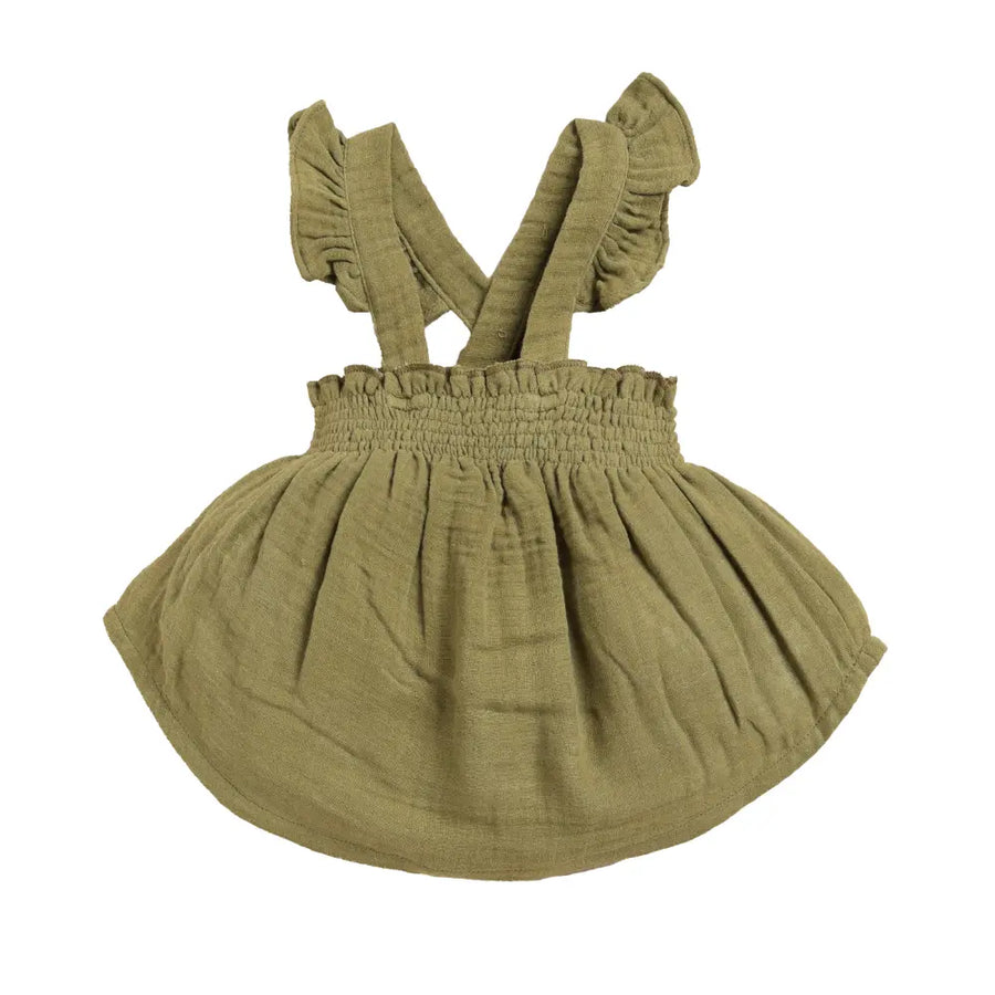 Cot & Candy Baby Organic Muslin Sleeveless Frill Top-Olive Drab