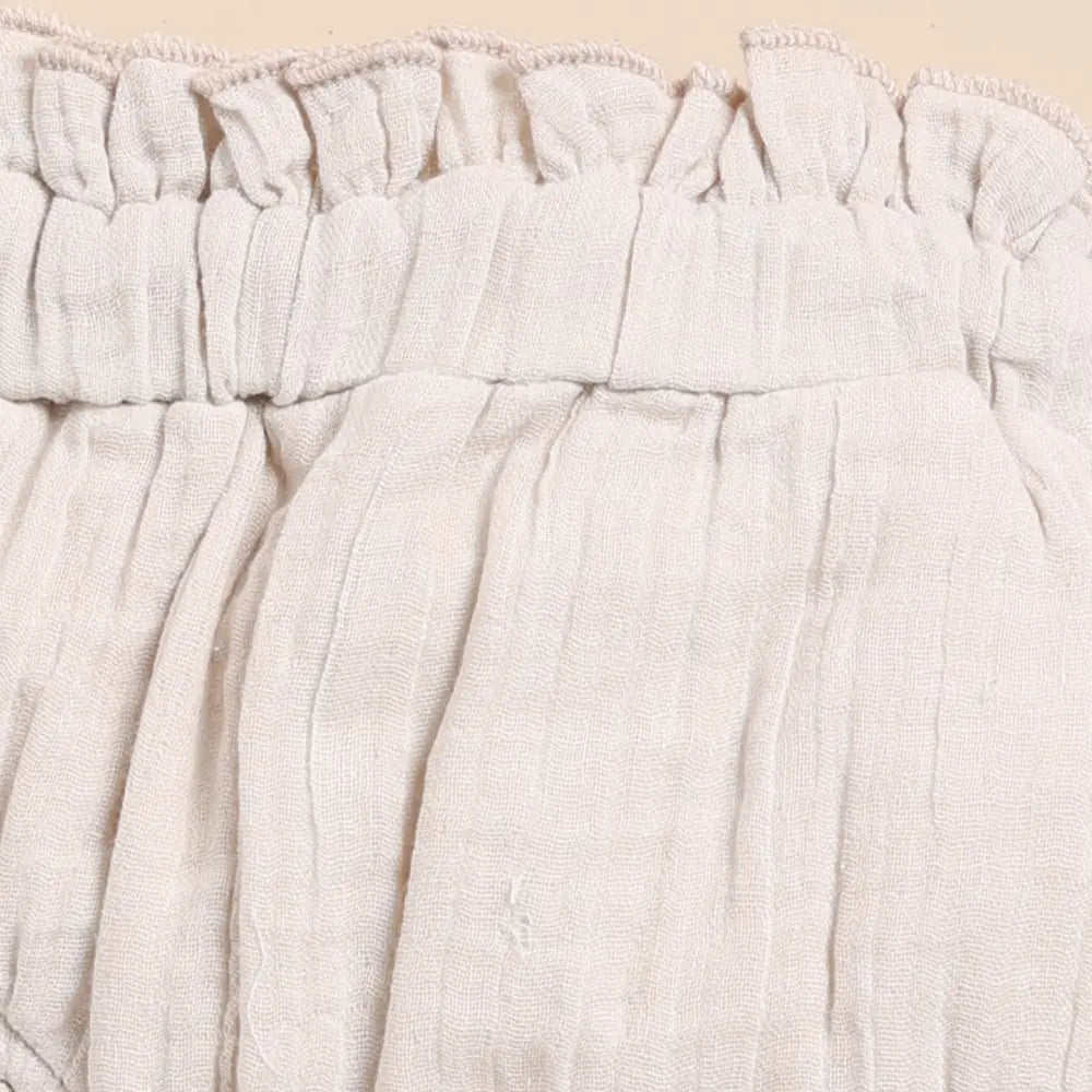 Cot &amp; Candy Baby Organic Muslin Sleeveless Frill Top With Bloomer Set-Olive + Oatmeal