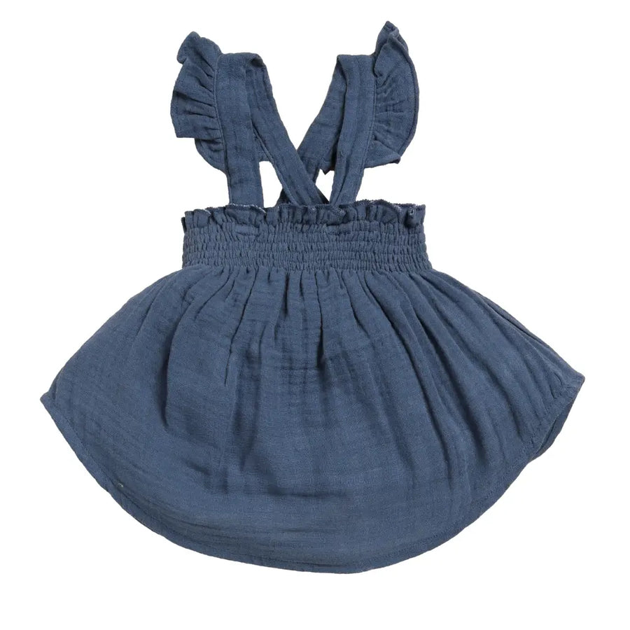 Cot & Candy Baby Organic Muslin Sleeveless Frill Top-Navy