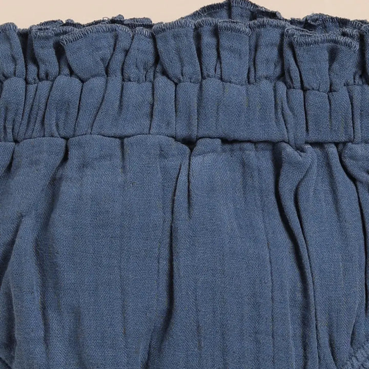 Cot &amp; Candy Baby Organic Muslin Sleeveless Frill Top With Bloomer Set-Navy