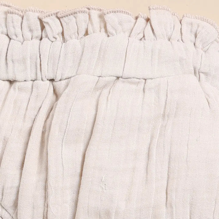 Cot &amp; Candy Baby Organic Muslin Sleeveless Frill Top With Bloomer Set-Navy + Oatmeal