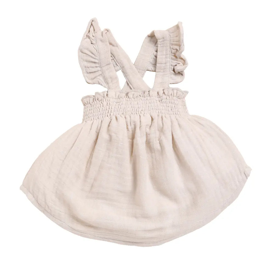 Cot & Candy Baby Organic Muslin Sleeveless Frill Top-Oatmeal