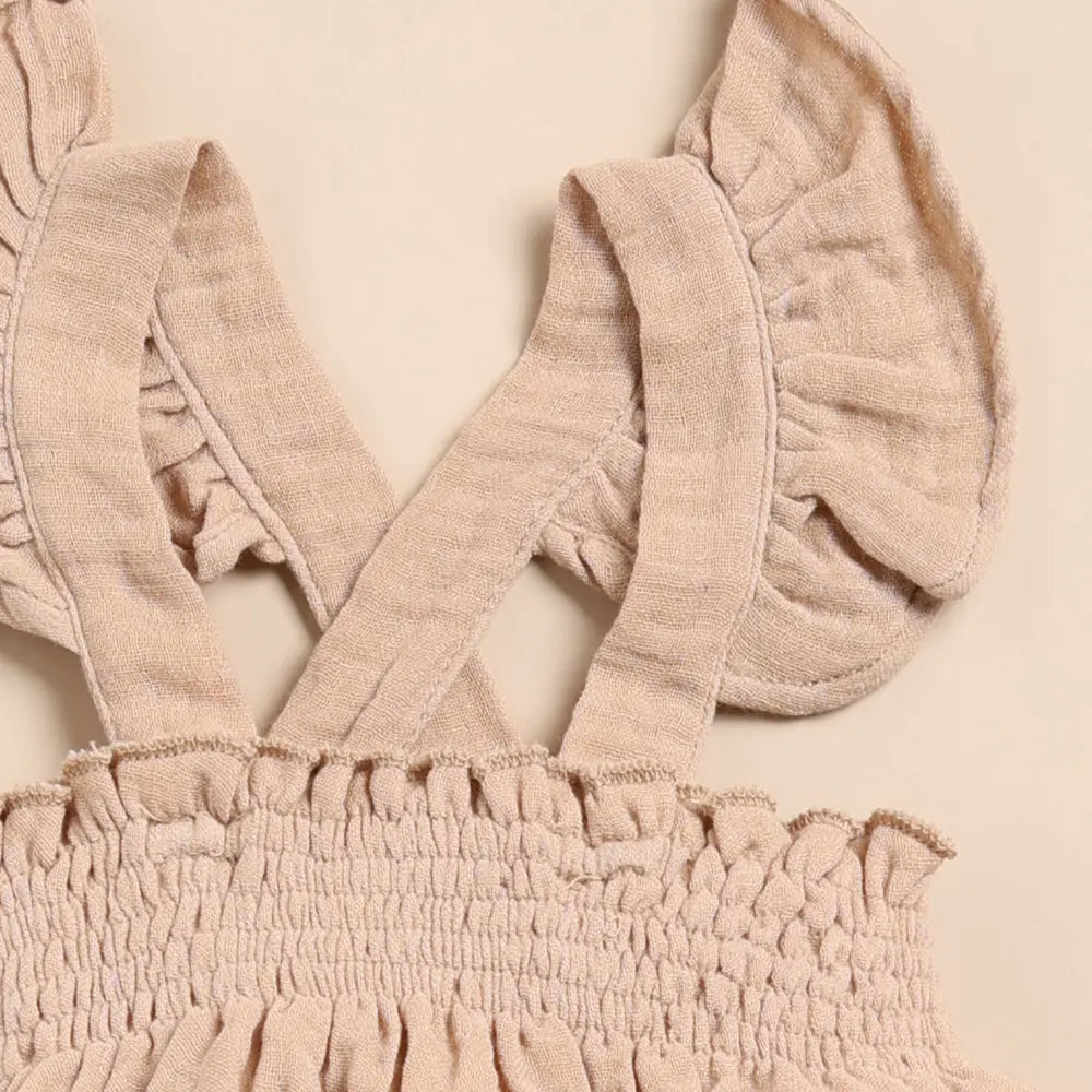 Cot &amp; Candy Baby Organic Muslin Sleeveless Frill Top-Latte