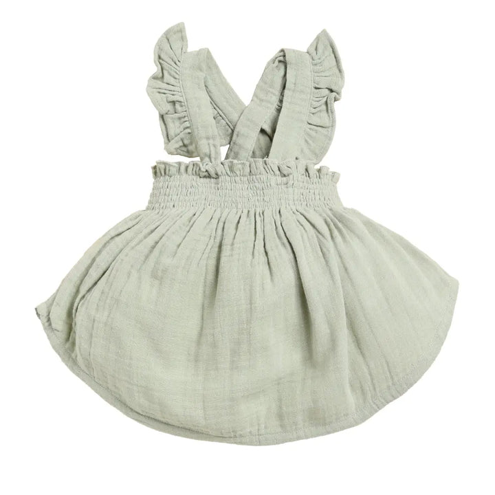 Cot &amp; Candy Baby Organic Muslin Sleeveless Frill Top-Sage