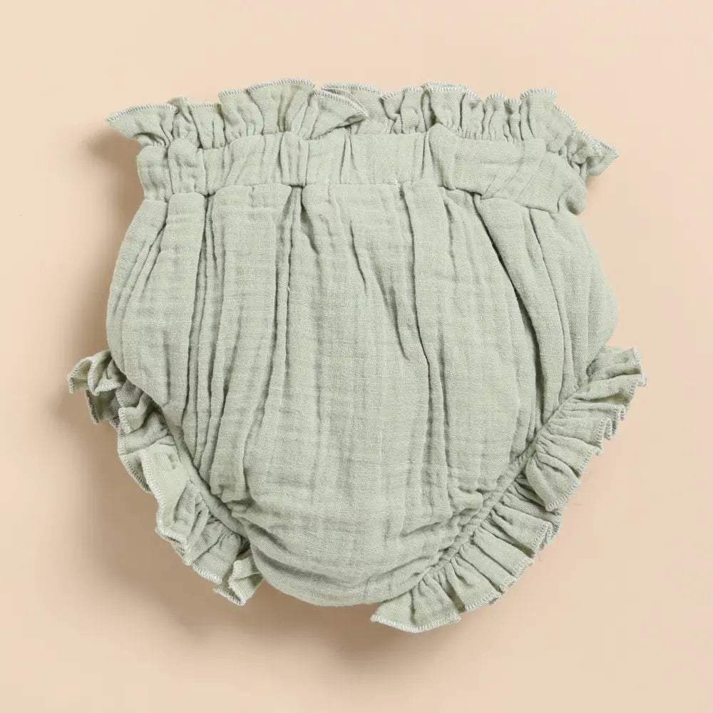 Cot &amp; Candy Baby Organic Muslin Sleeveless Frill Top With Bloomer Set-Sage