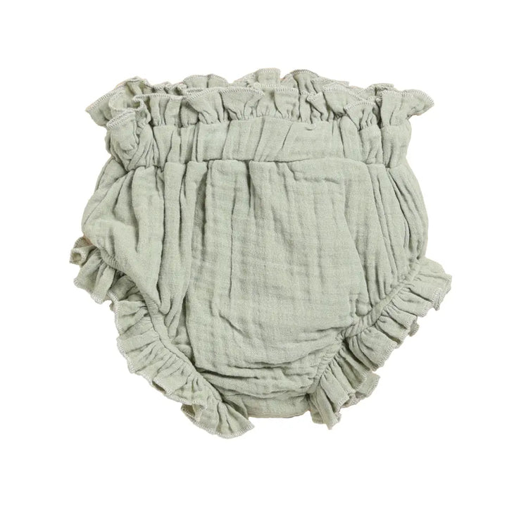 Cot &amp; Candy Baby Organic Muslin High Waist Bloomer-Sage