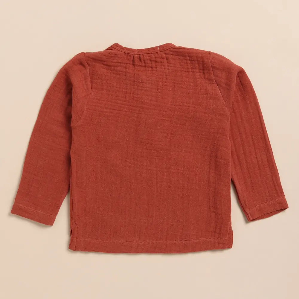 Cot &amp; Candy Baby Organic Muslin Long Sleeve Henley Tshirt With Lounge Pant Set-Picante + Olive