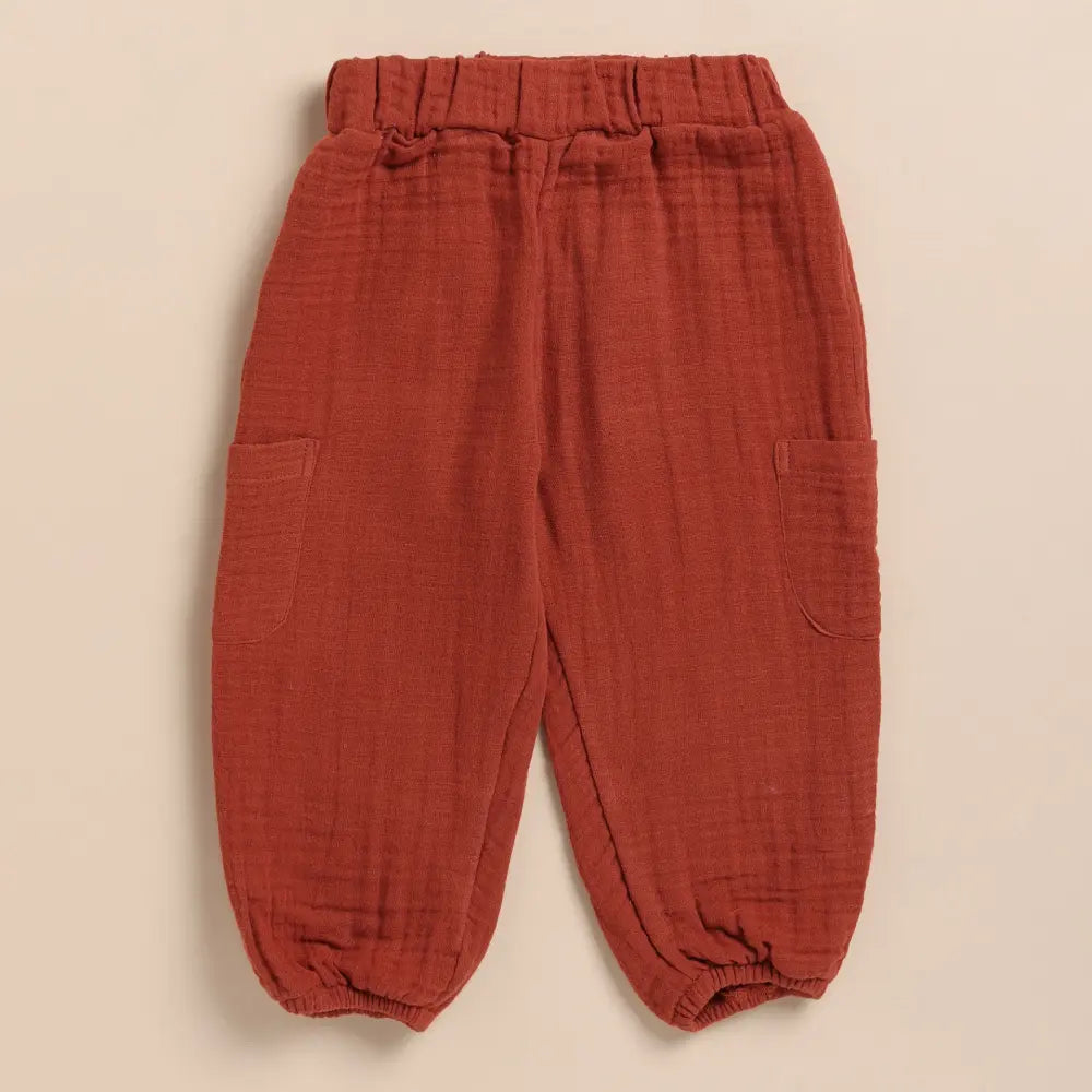 Cot &amp; Candy Baby Organic Muslin Long Sleeve Henley Tshirt With Lounge Pant Set-Picante