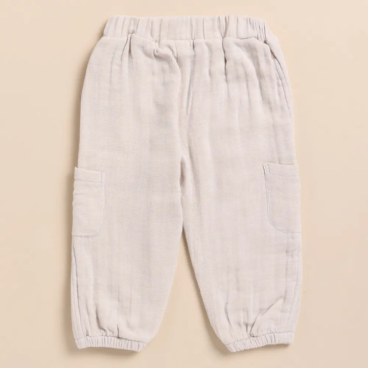 Cot &amp; Candy Baby Organic Muslin Long Sleeve Henley Tshirt With Lounge Pant Set-Olive + Oatmeal