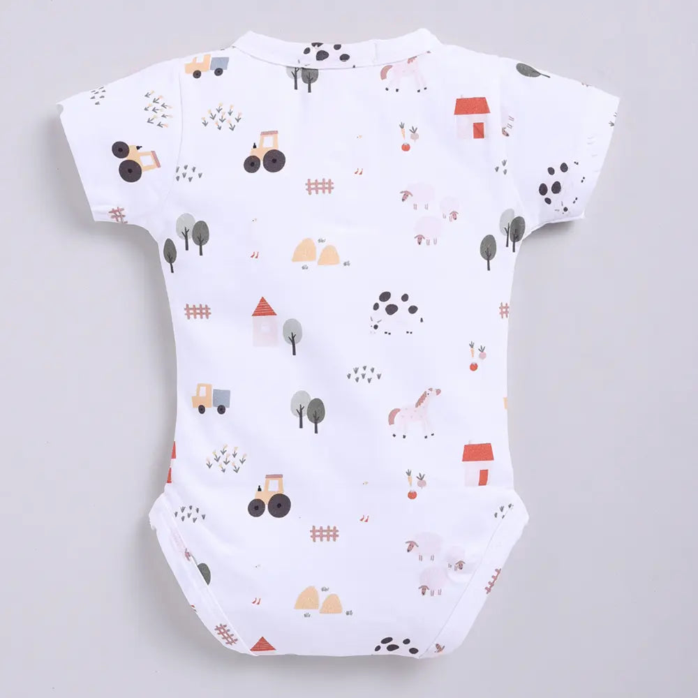 Cot &amp; Candy Baby Organic Short Sleeve Bodysuit - Farm Animals