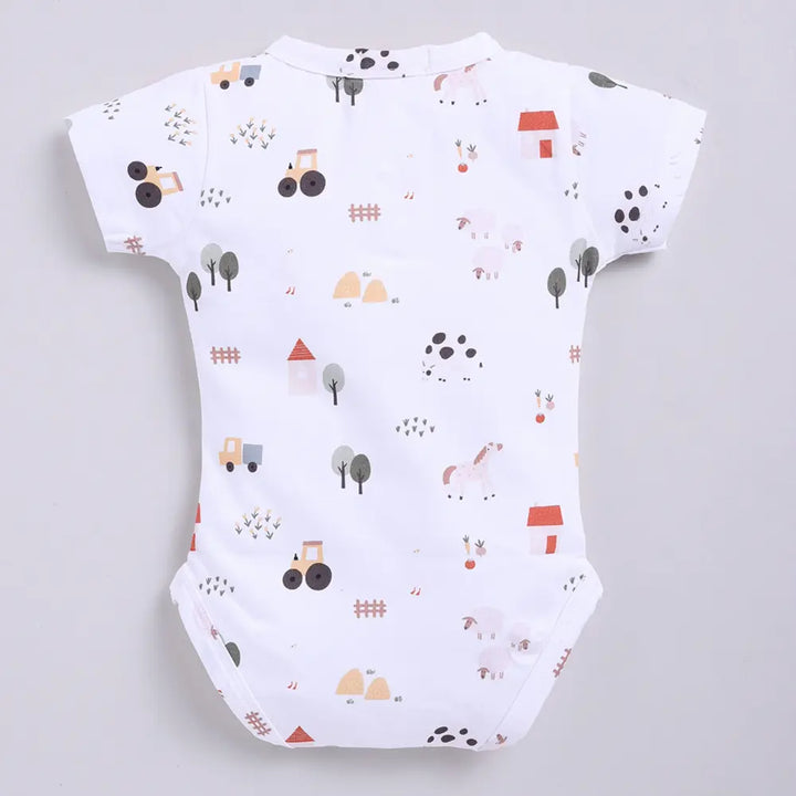 Cot &amp; Candy Baby Organic Short Sleeve Bodysuit - Farm Animals