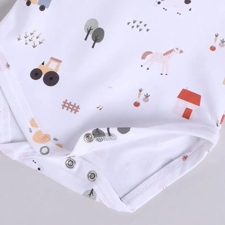Cot &amp; Candy Baby Organic Short Sleeve Bodysuit - Farm Animals