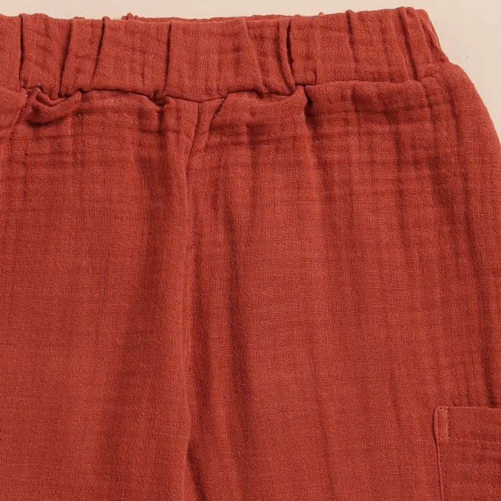 Cot &amp; Candy Baby Organic Muslin Long Sleeve Henley Tshirt With Lounge Pant Set-Olive + Picante