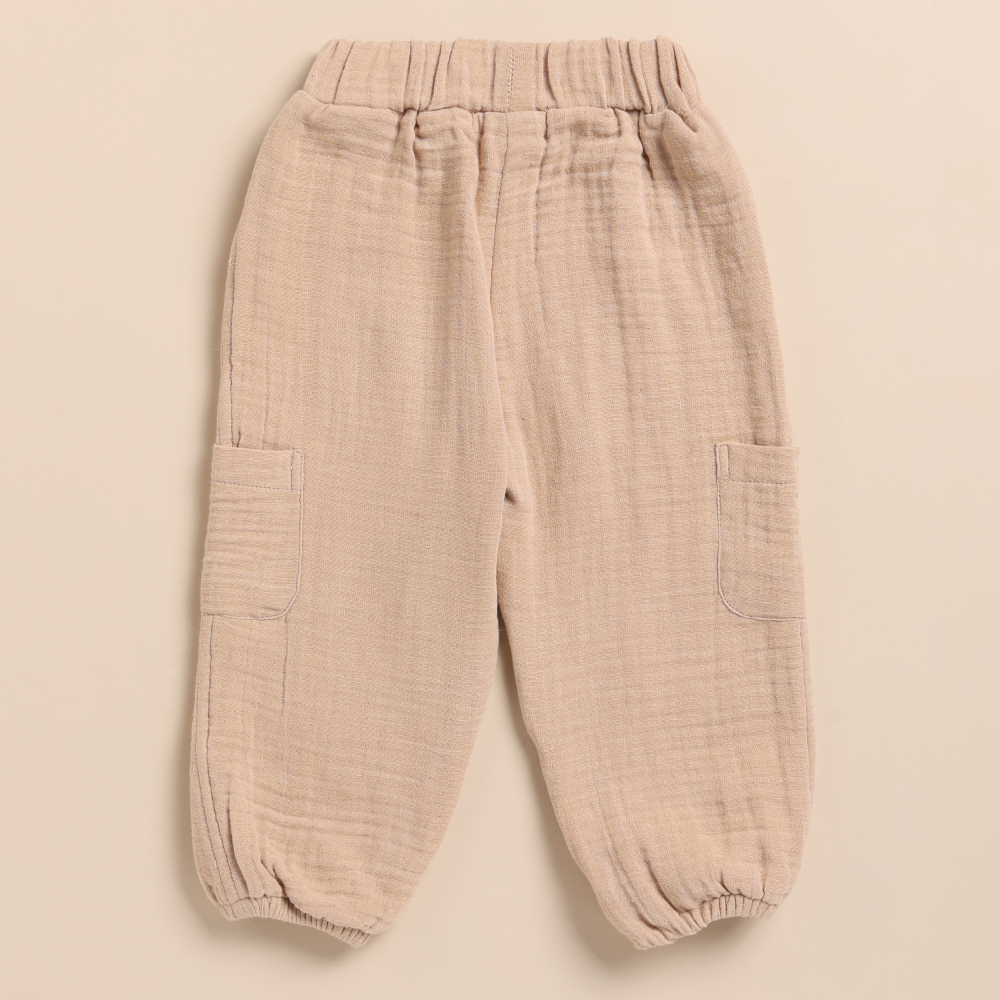 Cot &amp; Candy Baby Organic Muslin Henley Short Sleeve Tshirt with Lounge Pant Set-Picante + Latte