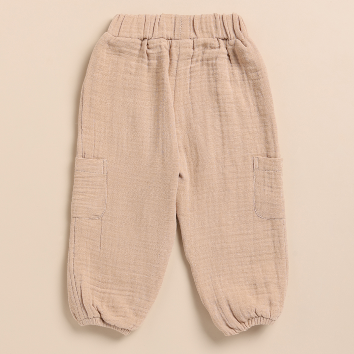 Cot &amp; Candy Baby Organic Muslin Henley Short Sleeve Tshirt with Lounge Pant Set-Picante + Latte