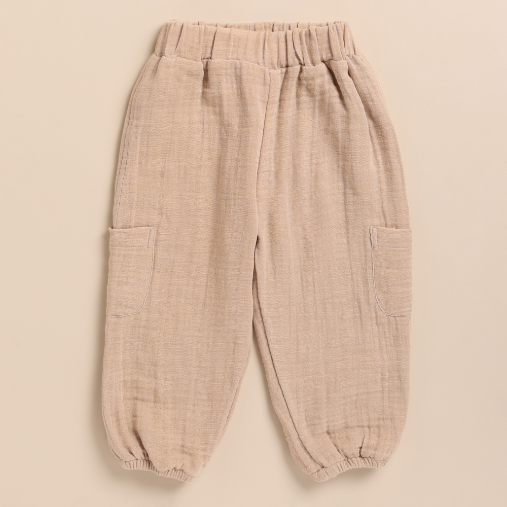 Cot &amp; Candy Baby Organic Muslin Henley Short Sleeve Tshirt with Lounge Pant Set-Picante + Latte