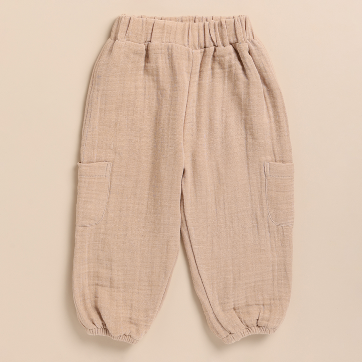 Cot &amp; Candy Baby Organic Muslin Henley Short Sleeve Tshirt with Lounge Pant Set-Picante + Latte