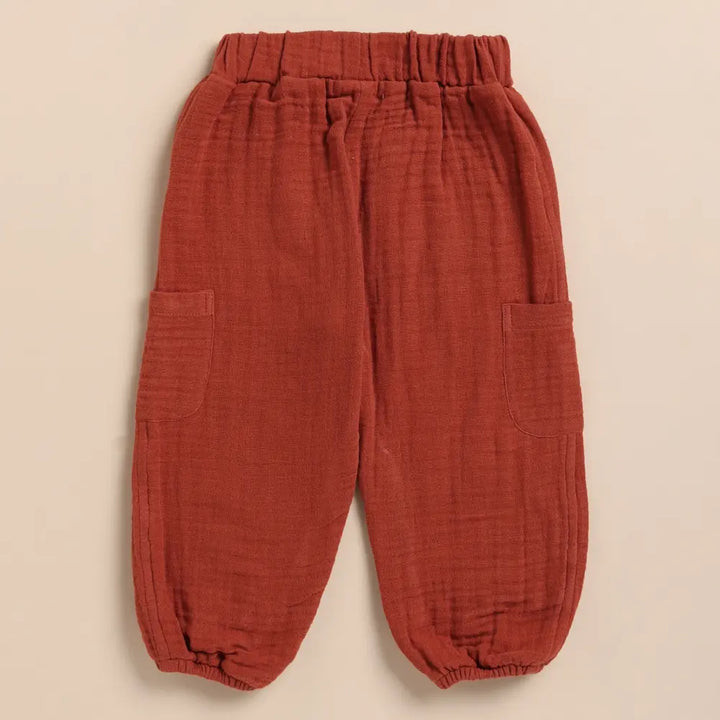 Cot &amp; Candy Baby Organic Muslin Short Sleeve Henley Tshirt With Lounge Pant Set-Olive + Picante