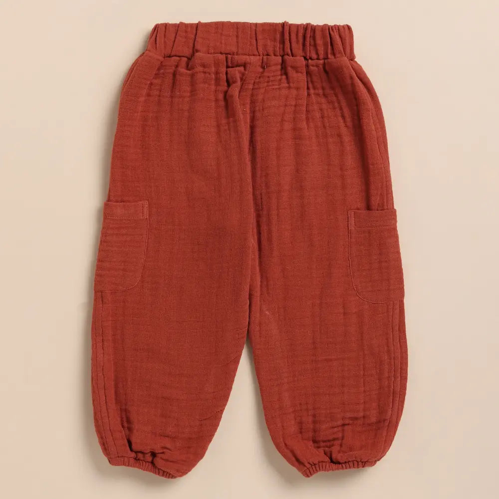 Cot &amp; Candy Baby Organic Muslin Short Sleeve Henley Tshirt With Lounge Pant Set-Picante