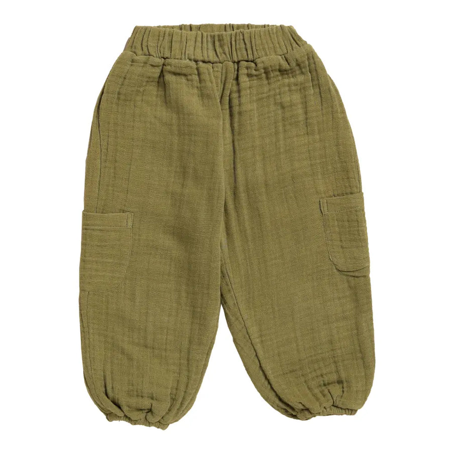 Cot & Candy Baby Organic Muslin Lounge Pants-Olive drab