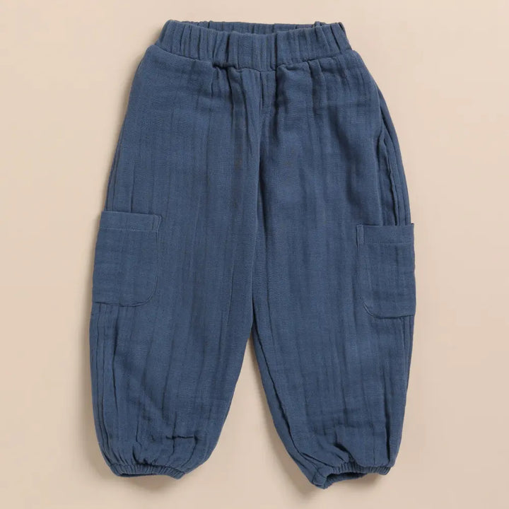Cot &amp; Candy Baby Organic Muslin Lounge Pants-Navy