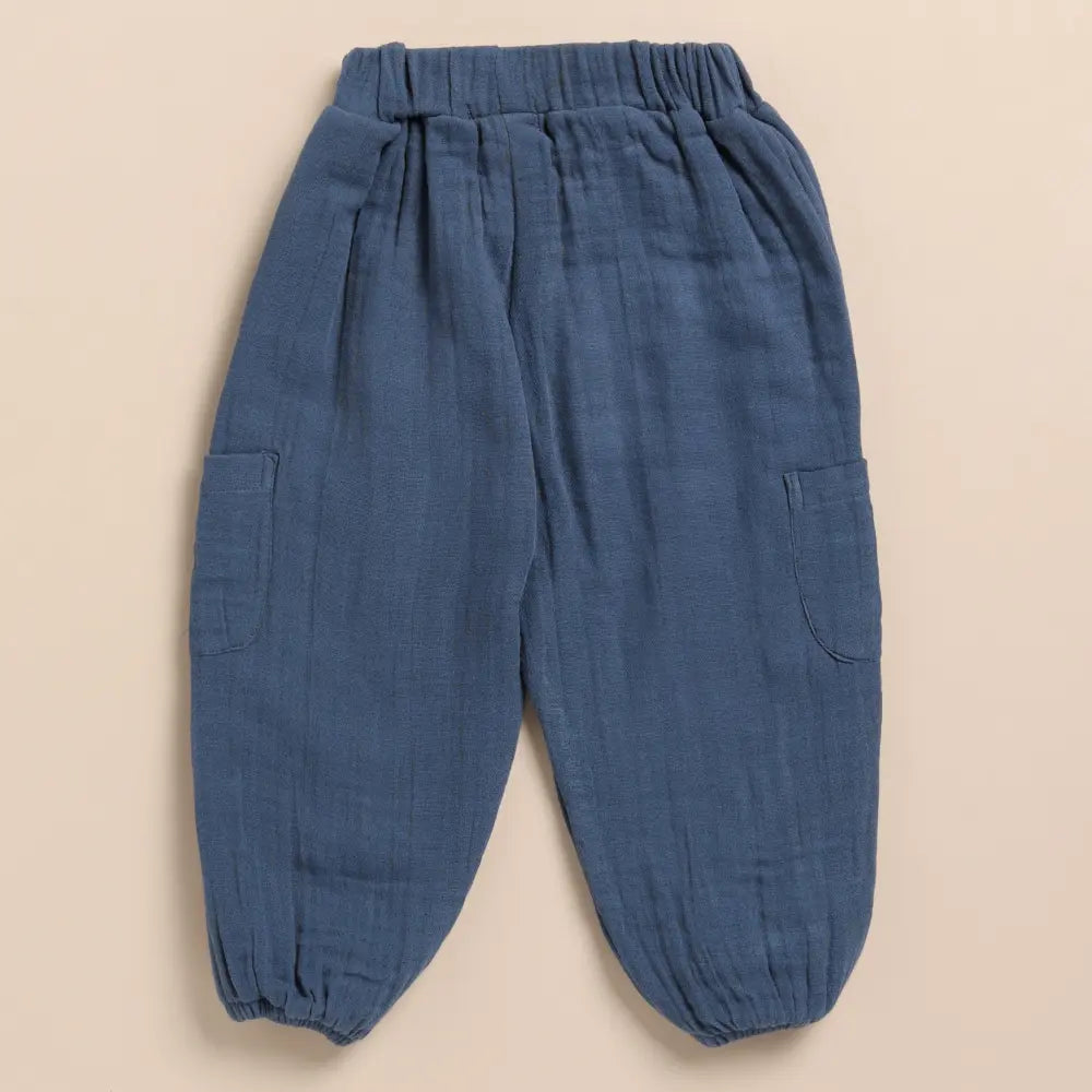 Cot &amp; Candy Baby Organic Muslin Lounge Pants-Navy