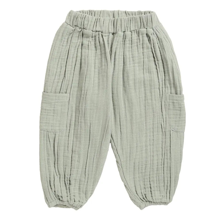 Cot &amp; Candy Baby Organic Muslin Lounge Pants-Sage