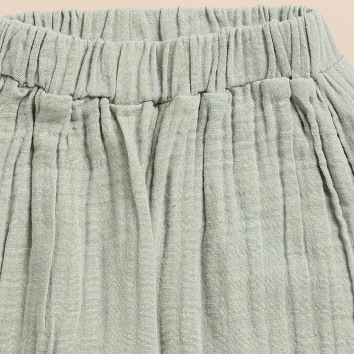 Cot &amp; Candy Baby Organic Muslin Long Sleeve Henley Tshirt With Lounge Pant Set-Sage