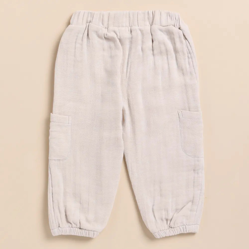 Cot &amp; Candy Baby Organic Muslin Long Sleeve Henley Tshirt With Lounge Pant Set-Navy + Oatmeal