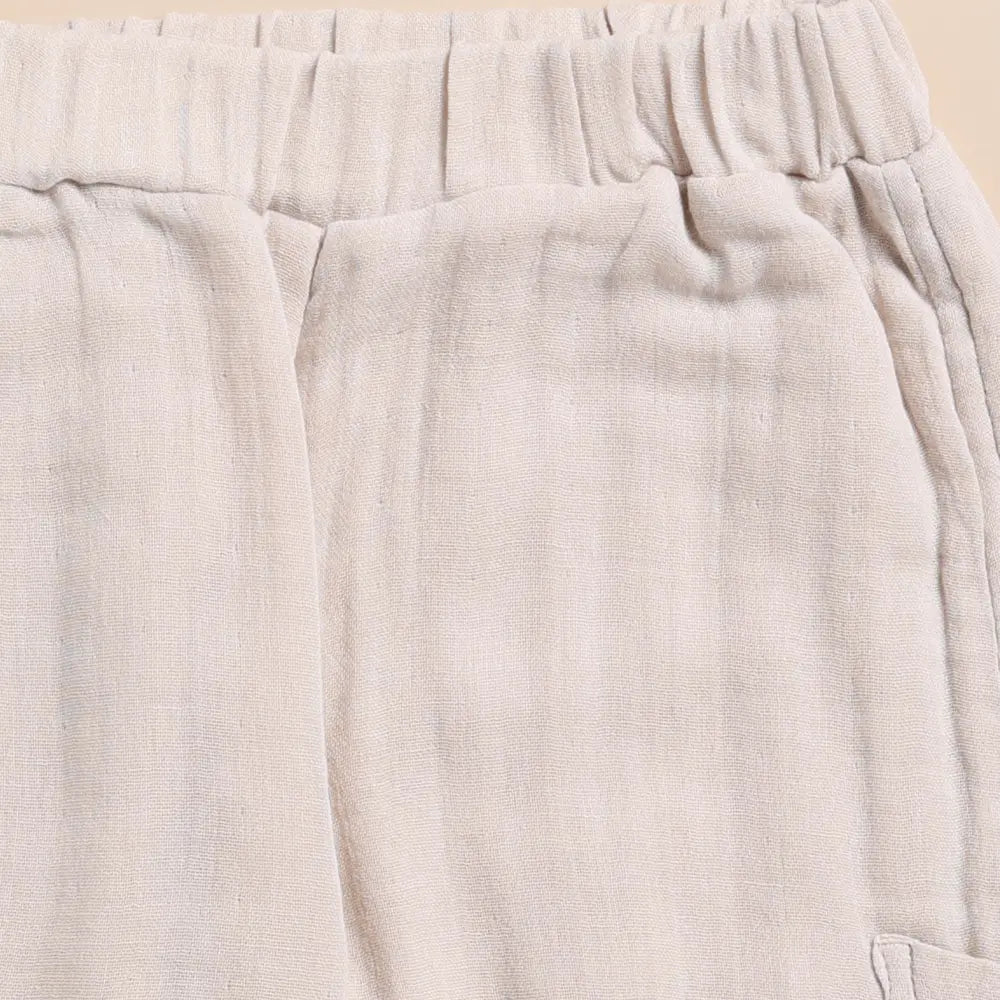 Cot &amp; Candy Baby Organic Muslin Long Sleeve Henley Tshirt With Lounge Pant Set-Navy + Oatmeal