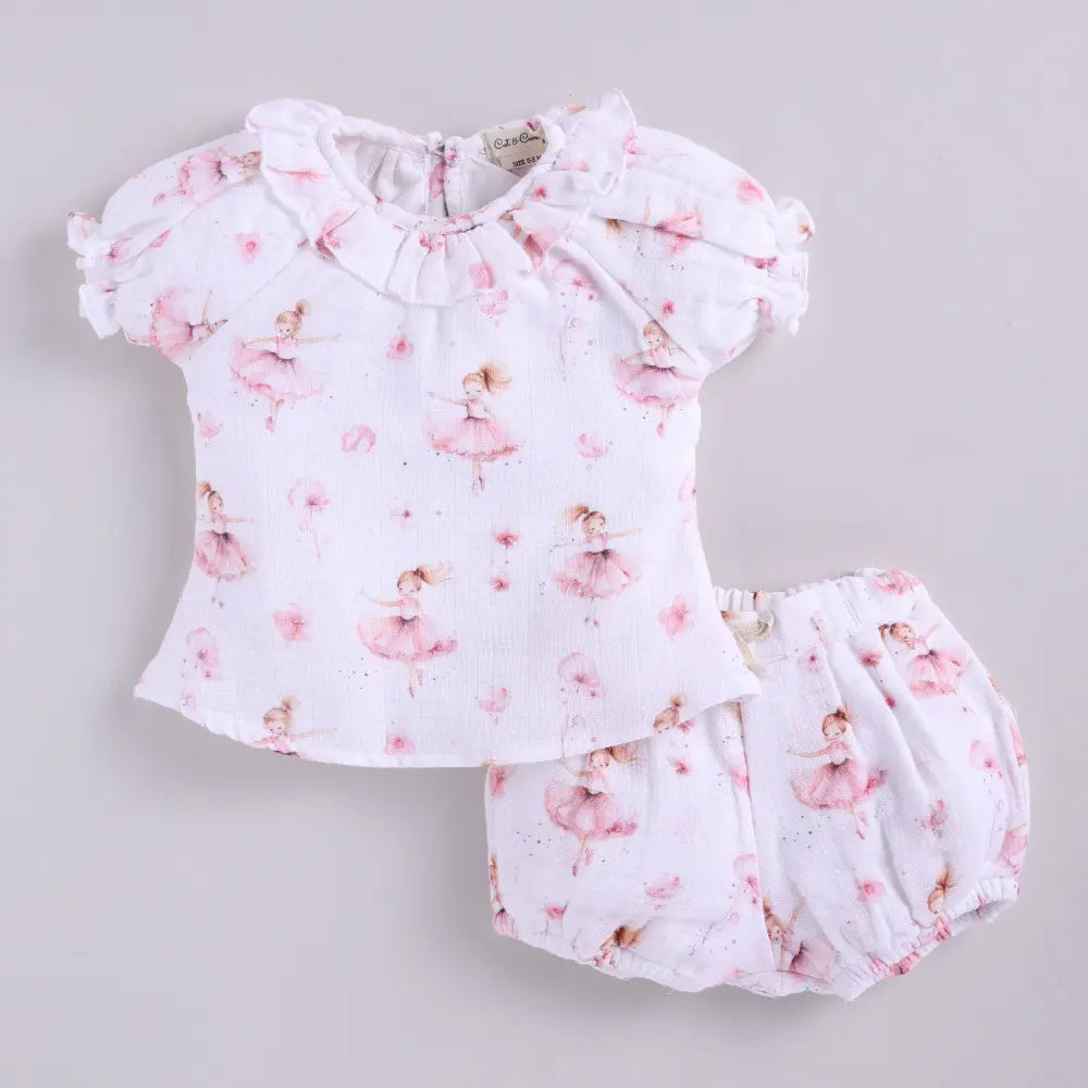 Cot &amp; Candy Baby Muslin Bloomers With Frill Top - Ballerina