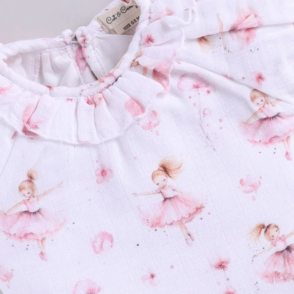 Cot &amp; Candy Baby Muslin Bloomers With Frill Top - Ballerina