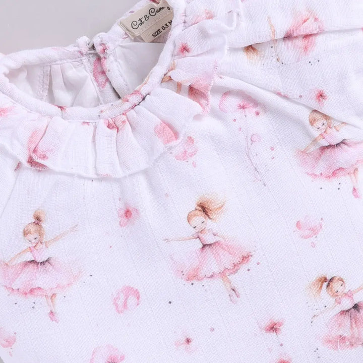 Cot &amp; Candy Baby Muslin Bloomers With Frill Top - Ballerina