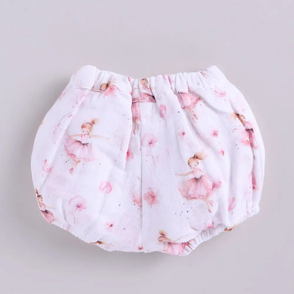 Cot &amp; Candy Baby Muslin Bloomers With Frill Top - Ballerina