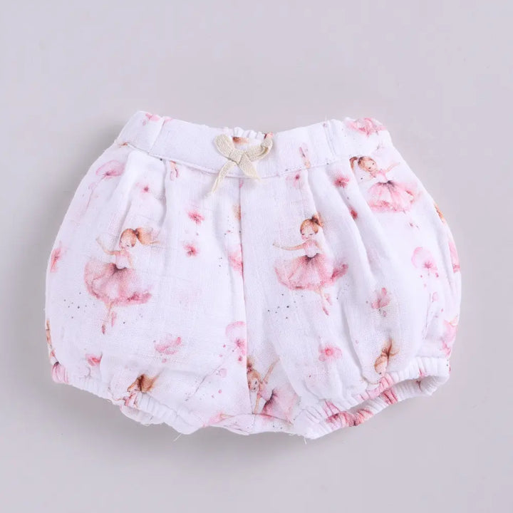 Cot &amp; Candy Baby Muslin Bloomers With Frill Top - Ballerina