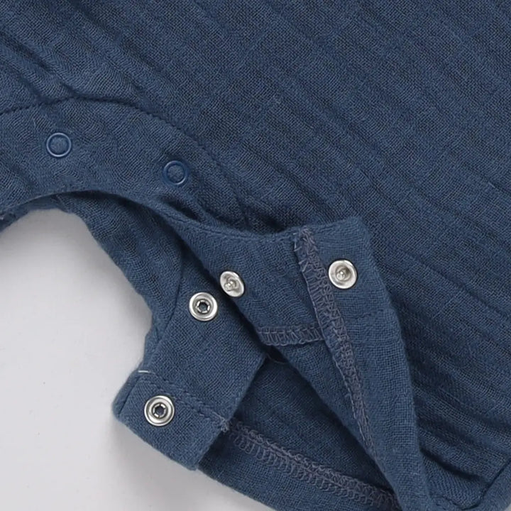 Cot &amp; Candy Baby Organic Muslin Half Romper Pack Of 2-Navy + Oatmeal