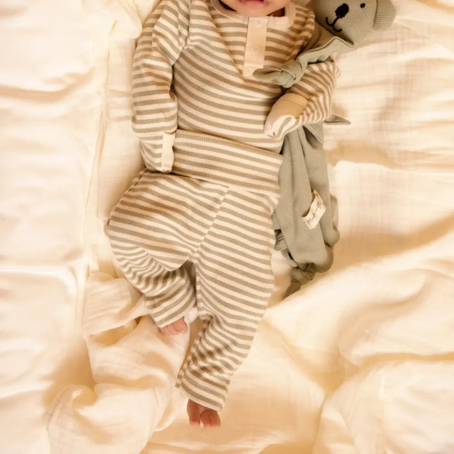 Cot & Candy Baby Organic Drawstring Leggings - Dewkist Stripe