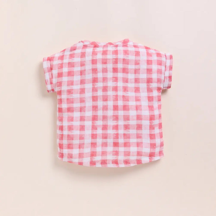 Cot &amp; Candy Baby Organic Muslin Oversized Tees Pack Of 3-Teal Check + Pink Check + Sage Check