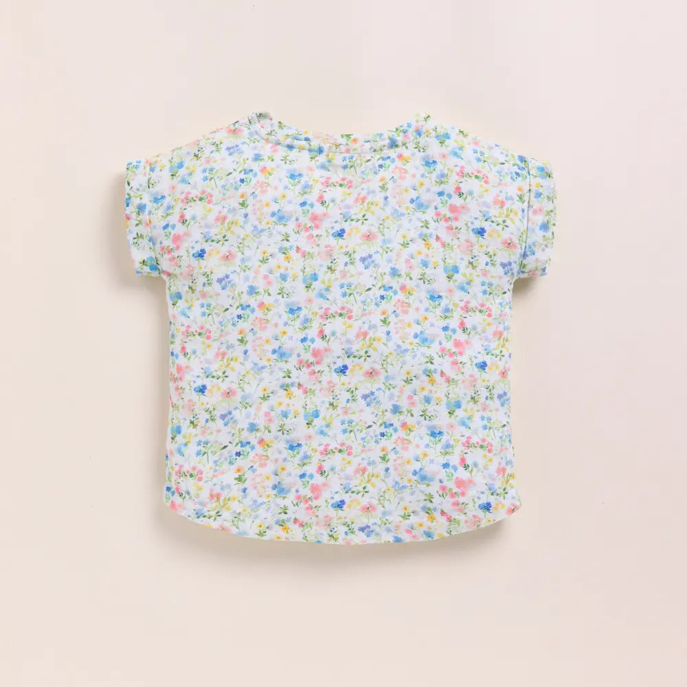 Cot &amp; Candy Baby Organic Muslin Oversized Tee With Muslin Shorts-Spring Floral + Sage